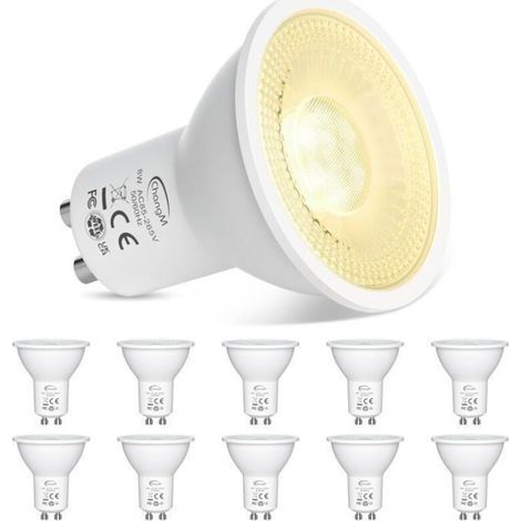 Lampadina LED GU10, luce bianca calda 2700K, 7W equivalente a una lampadina alogena da 70W, 720LM, faretto LED, non dimmerabile, confezione da 10 (1/5)