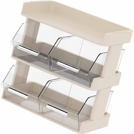 Boîte de rangement pour sachets de thé, organiseur de bureau, support à capsules de café, étagère multicouche pour comptoir, blanc crème, 3 niveaux, 30x17x29,5cm (1/5)