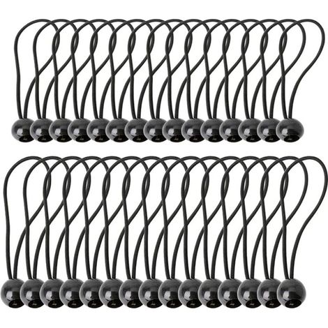 Lot de 40 tendeurs avec boules, tendeurs de bâche, attaches de bâche, sangles élastiques réglables pour tente, camping, articles ménagers, auvents, drapeaux (1/4)