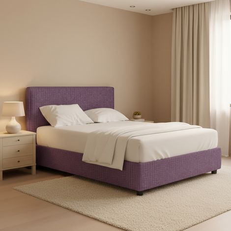 Lit et Demi Gosport, Déhoussable, Coffre Made in Italy, Violet Lilas (1/4)