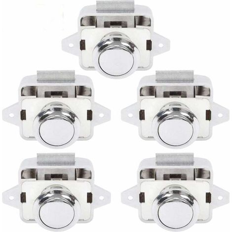 Bouton Poussoir Camping Car - Serrure Loquet Porte Fermeture Placard Bouton pour RV caravane de moteur 5 pièces Argent-- (1/5)