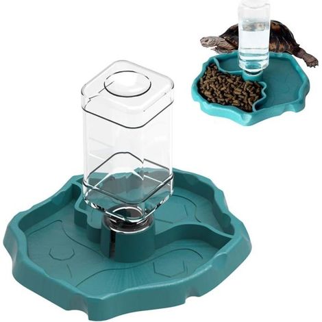 Distributeur d'eau Reptile Tortue, Distributeur d'eau 2 en 1 pour Tortues, Bol d'eau de Terrarium Reptiles Accessoires pour Tortues (1/5)