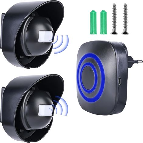 Türklingel mit Bewegungsmelder, Eingangsalarm, Durchgangsalarm mit 38 Klingeltönen, Bewegungsmelder, Türklingelalarm, Zugangsalarm, Türklingel mit blauer LED-Anzeige (1 (1/5)