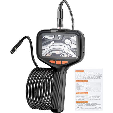 Caméra d'inspection double objectif avec lumière, endoscope industriel de 5m/16,4 pieds, câble Flexible étanche IP67, égouts 1080P HD 8 + 1 lumières LED (1/5)