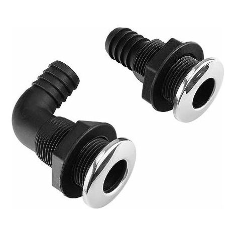 Tuyau de vidange pour bateaux Passe-coque en plastique Raccord de cale en plastique à travers la coque en nylon avec tuyau cale pour bateau Marine Yacht Sail RV Accessoires. (1/5)