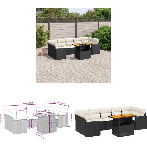 8-tlg. Garten-Sofagarnitur mit Kissen Schwarz Poly Rattan - Gartenmöbel - Esszimmerset - Lounge Set - Outdoor Möbel - Rattan Sessel - Home & Living (1/3)