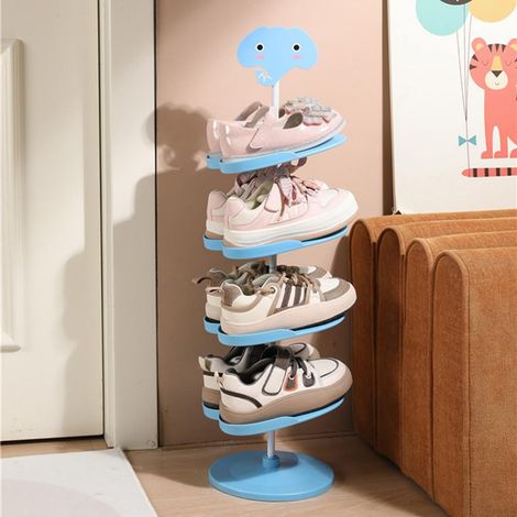Étagère à chaussures rotative pour enfants, petite étagère à chaussures de style dessin animé pour la maison, étagère à chaussures tridimensionnelle pour économiser de l'espace (éléphant) (1/5)