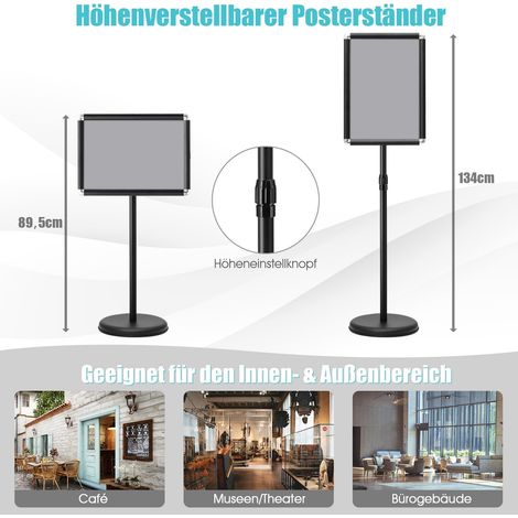 Verstellbarer A3-Posterständer, drehbar, schwarz