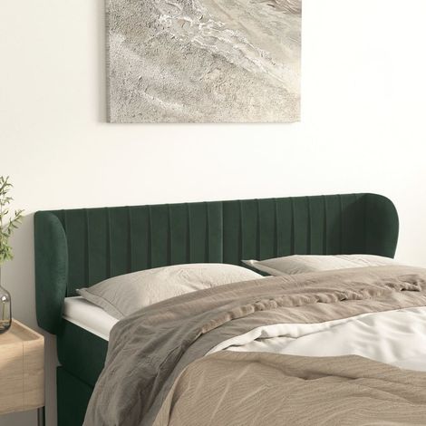 vidaXL Tête de lit avec oreilles Vert foncé 147x23x78/88 cm Velours