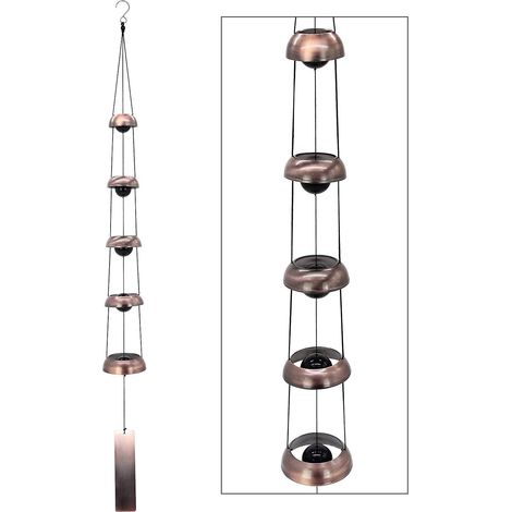 Cloches à vent en cuivre, cloche à vent de temple, cloches à vent Feng Shui, décoration extérieure pour la maison et le jardin, 5 cloches en cuivre (1/5)