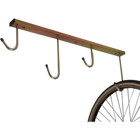 ANDRYS – Porta Biciclette a Soffitto 6 Posti, con Tappi in Pvc Neri, in Acciaio Zincato, Colore Tropical Oro, 5 x 30 cm - Finitura: Zincato - Colore: Oro - Posti: 4