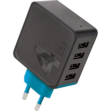 Forever Netzladegerät Stecker 4x USB Anschluss Netzteil Adapter USB Port 4,8A (1/2)