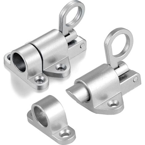 Automatique Verrou de Porte, Loquet à Ressort Loquet de Porte Verrouillage de porte à ressort Verrouillage de boulon élastique Boulon à Rebond pour les Fenêtres Portails (Silver - 2Pack)