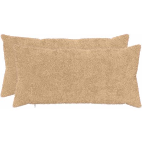 Filiyano-Housse de coussin 2 pièces HEERLEN blanc crème 40 x 70 cm imitation fourrure de lapin (1/5)