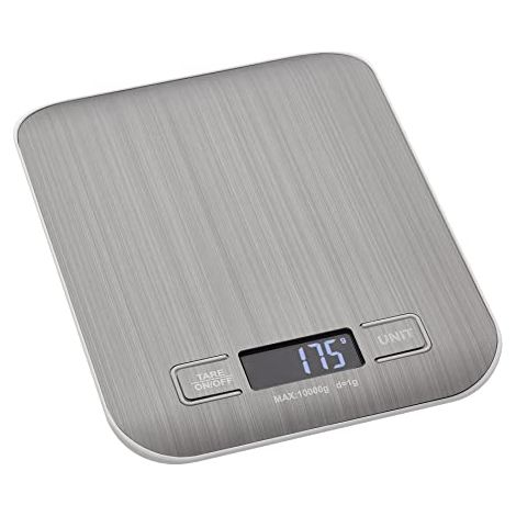 TFA Dostmann MOCHI 50.2007.20 - Báscula digital de cocina con pantalla LCD, cálculo de volumen para leche, báscula de alimentos, hasta 5 kg, ligera, con almohadillas de goma, color verde