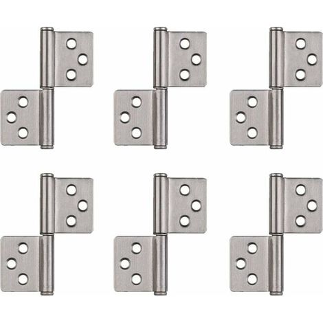royaluxe- Folding Butt Charnières en Acier Inoxydable Maison Cabinet Charnières, Paumelle Pour Porte Charnière à Visser Avec Vis en Acier Inox Charnières, Trois pouces, (Silver,6 Pièces) (1/5)