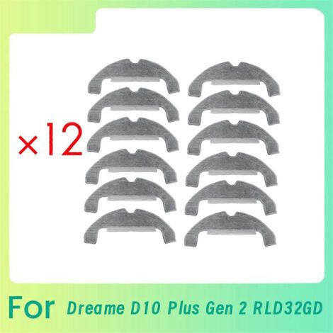 Lot de 12 chiffons de nettoyage pour aspirateur robot Dreame D10 Plus Gen 2 RLD32GD (pièces de rechange)