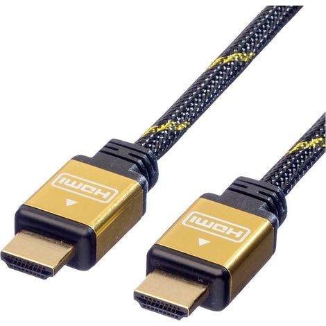 Câble de raccordement Roline HDMI Fiche mâle HDMI-A 5.00 m noir, or 11.04.5505 4K UHD, blindage double, contacts dorés Câble HDMI S307042 (1/3)