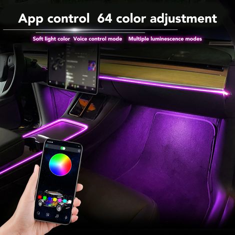 Bandeaux LED intérieurs pour voiture, éclairage d'ambiance télécommandé par application, remplacement de guirlande lumineuse pour Tesla Model 3 et Model Y (1/5)