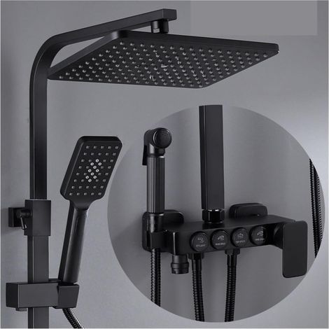 Ensemble de douche mitigeur thermostatique intelli Système de douche thermostatique salle de bain LED ensemble de douche numérique intelligent montage mural robinets de bain à tête carrée mitigeur cha (1/5)