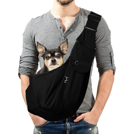 Sac pour animaux [KK], sac de transport mains libres pour chats et chiens avec bandoulière réglable, idéal pour les promenades, les voyages et les activités de plein air. (1/5)