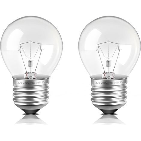 2er-Pack E27 G45 Dimmbare, hitzebeständige Glühbirnen (300°C) Warmweiß für Backöfen und Salzkristalllampen (1/5)
