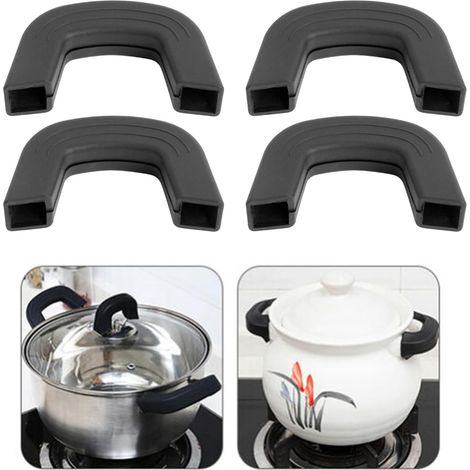 4 protectores de silicona antideslizantes para mangos de ollas/sartenes y guantes de cocina.