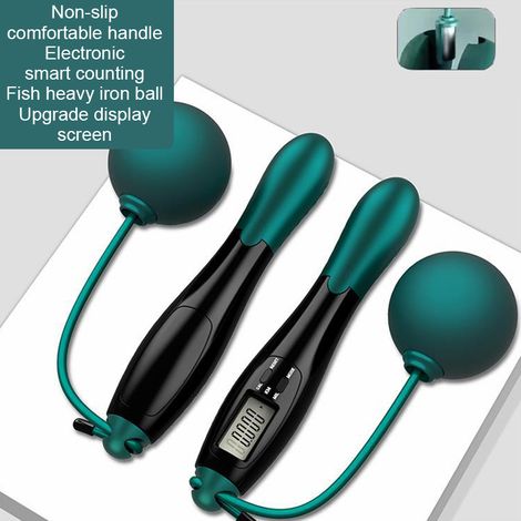 Corde à sauter intelligente sans fil avec lest négatif, compte les sauts, noir-bleu noir-bleu (1/5)