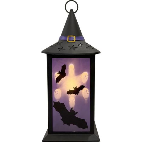 TrendLine LED Laterne 32 cm batteriebetrieben warmweiß schwarz-lila