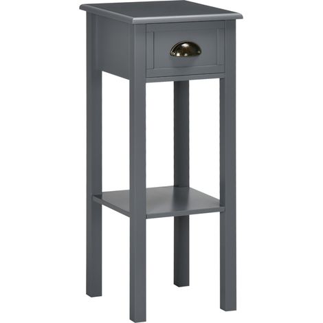 Table d'appoint de style moderne avec tiroirs et étagères de rangement, mesurant 30x30x75 cm, grise. (1/5)