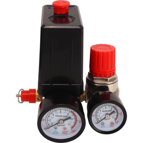 Kit détendeur pour compresseur d'air 0180PSI avec manomètre commutateur pression 0.5-0.8MPa pièces rechange laiton acier inox ABS (1/5)