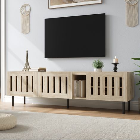 mobile tv 160x40x47 cm MDF naturale effetto listelli OKMYHOME (1/5)