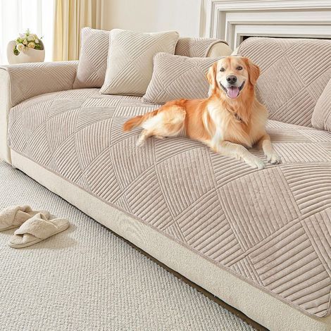 Plush Sofa Cover, Non-Slip Base, Dog and Cat Protection, Living Room (1/5)