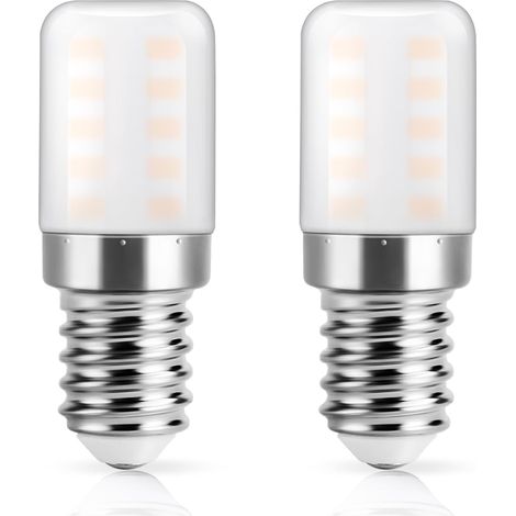 Ampoule LED E14 pour frigo, Blanc chaud 2700K, 3W, 270lm, Lot de 2 équivalent 30W halogène, Non-dimmable, Petit culot à vis E14 LED pour réfrigérateur, lampe de sel, hotte, machine à coudre (1/5)