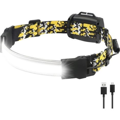 Lampe Frontale, Faisceau Large 230°, Rechargeable 1800mAh Étanche COB LED Lampe Frontale pour Adultes Enfants, Lecture, Camping, Randonnée, Pêche, Grenier et Sous-sol (1/5)