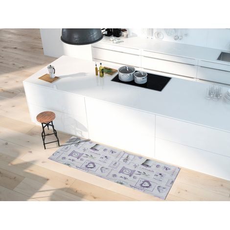 ATTICGO Tapis dessins de plantes lavable SALLY Lilas 48x200 cm (1/4)