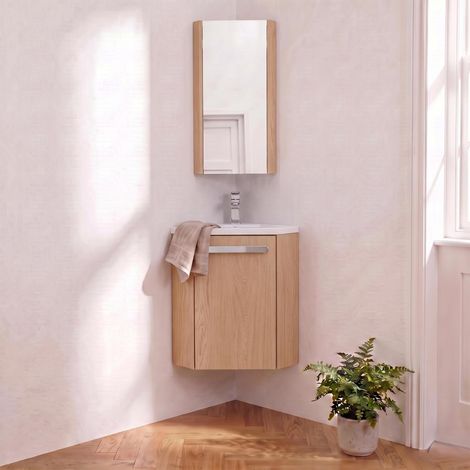 SKINO Eckwaschtisch-Set mit Armatur und Unterschrank (1/5)