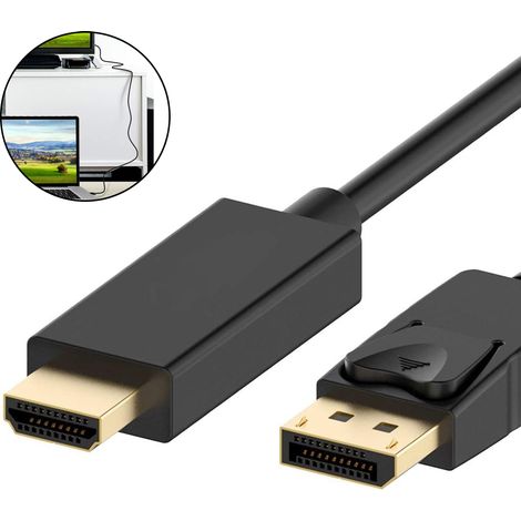 Adaptateur DisplayPort Mâle vers HDMI Femelle - 15 cm - Doré - Pour Ordinateur Portable Bureau Projecteur Téléviseur - 1 Pièce (1/5)