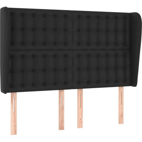 Testiera accessorio letto mobile camera imbottita con bordo laterale 147 x 23 x 118/128 cm sintetico nero TDL0204563