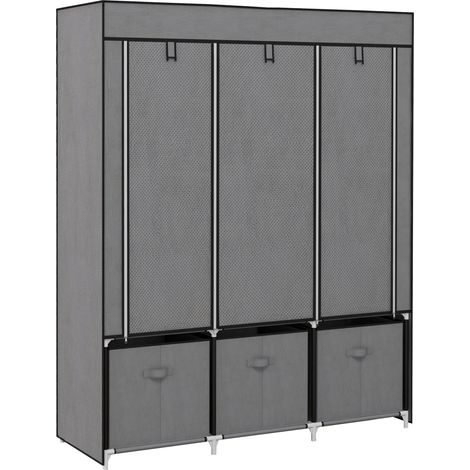 Armario plegable de tela gris oscuro 125 x 43 x 162,5 cm con cremallera (1/5)