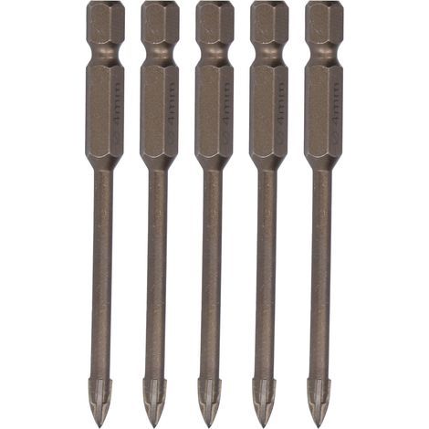 Foret croisé à tige hexagonale de 1/4 pouces, 5 pièces, ouvre-trou pour carrelage, verre, céramique, béton, outil en alliage dur de 4mm (1/5)