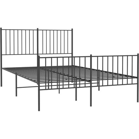 vidaXL Cadre de lit métal sans matelas avec pied de lit noir 140x190cm (1/5)