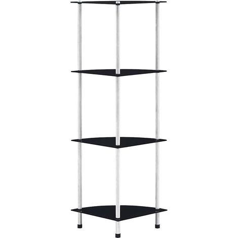 vidaXL Étagère 4 niveaux Noir 30x30x100 cm Verre trempé (1/5)