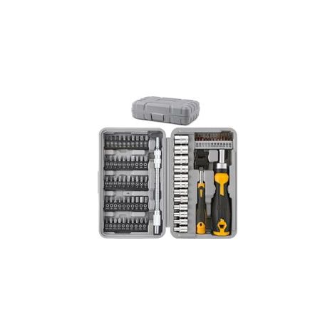 Coffret de 79 pièces Embouts de Vissage Multiples et Douilles 1/4 pouce avec Poignées. Extension Flexible Embouts de Précision Torx et Antivol 1/4 pouce Hex le tout dans une Mallette