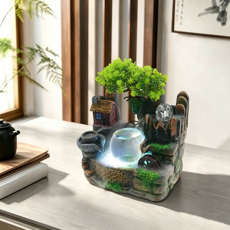 30x36cm Fontaines de table avec des scènes apaisantes, fontaine d'intérieur de table avec éclairage LED (1/5)