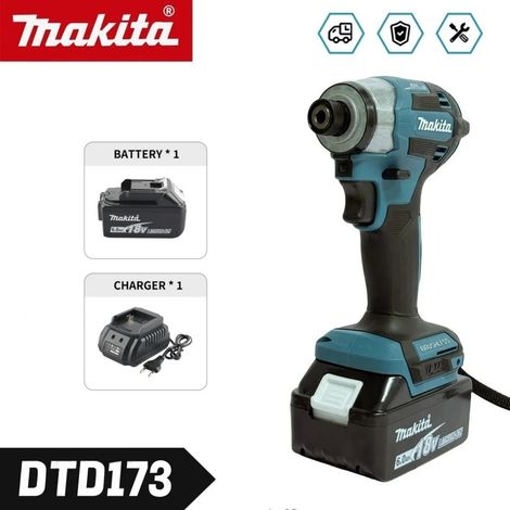 Visseuse à Choc Sans Fil 18V Makita DTD173, Tournevis Électrique Brushless 180 Nm, Machine Nue Compatible Batterie 18V