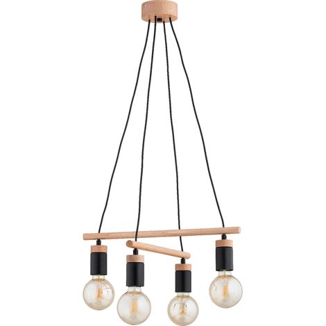 Suspension scandinave bois noir 4xE27 Alfa Milto Ø50 (1/3)
