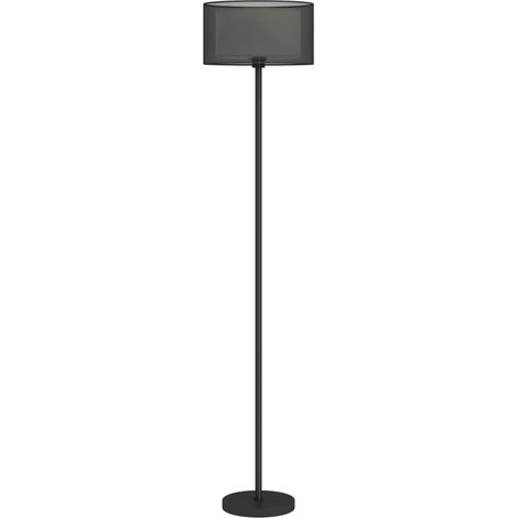 Floor Lamp for Living Room, Modern Standing Lamp with Double Layer Shade & Foot Switch, Minimalist Tall Pole Lampshade for Bedroom, Office, Black (1/4)