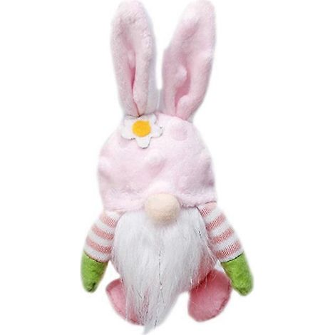 Handgefertigter dekorativer Zwergenhase aus Plüsch für Ostern, Puppendekoration mit Hasenohren, Kuscheltier für festliche Dekoration.