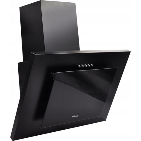 Hotte de cuisine verticale MAAN 60 cm, noire, murale, en verre, LED, silencieuse et efficace.
